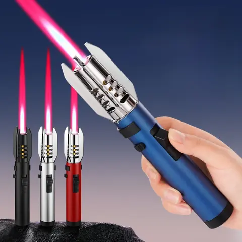Powerful Windproof Jet Butane Torch, Refillable Metal Blow Torch for Kitchen Baking, BBQ Charcoal, Cigar, Aromatherapy & Outdoor Ignition, Multi-Purpose Handheld Ignition Tool, Holiday Gift, No Gas Included