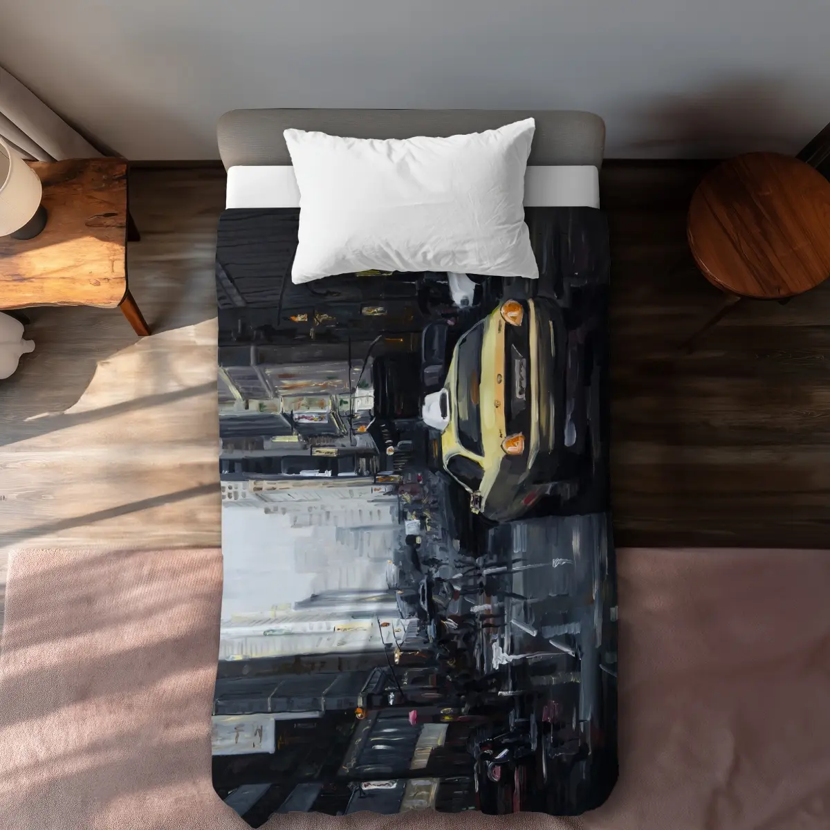 360 stand Twin Size Extra Long Microfiber Duvet Cover for Face, Dark Gray York-Themed with City Skyline & Printed Surface, Breathable Modern Bedroom Bedding, Microfiber Duvet Covers, Neutral-Toned Duvet Covers