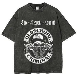 Old School Criminal Skull Vintage Washed T-Shirt