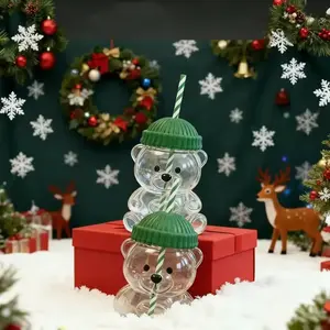 Trendy Holiday Teddy Bear Cup with Unique Beanie Lid Design, Perfect Gift for Festive Occasions & Daily Use, Stylish Drinkware Accessory