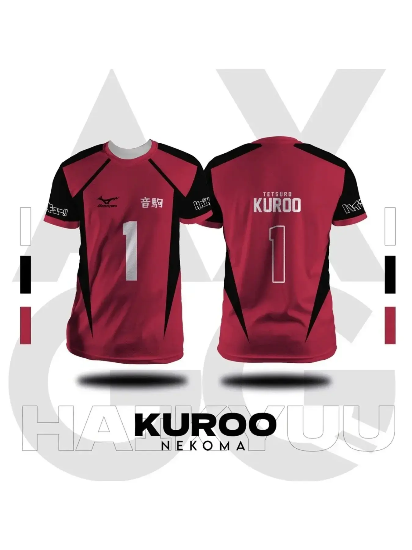 Sports T-shirt Summer Quick-Drying Comfortable Casual Short-Sleeve Large Size Bandai Cat Cat Volleyball Team Uniform Black Tail Ichirou Number 1 Cosplay Costume Volleyball Enthusiast Casual Sporty Top