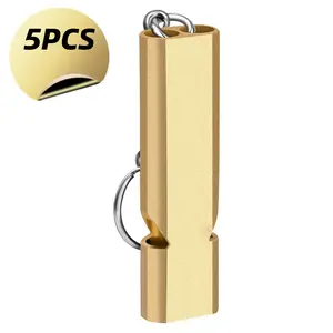 5 PCS Emergency Survival Whistle, Double Tubes Whistles Super Loud Aluminum Whistles with Lanyard Keychain for Outdoor Camping Hiking Boating
