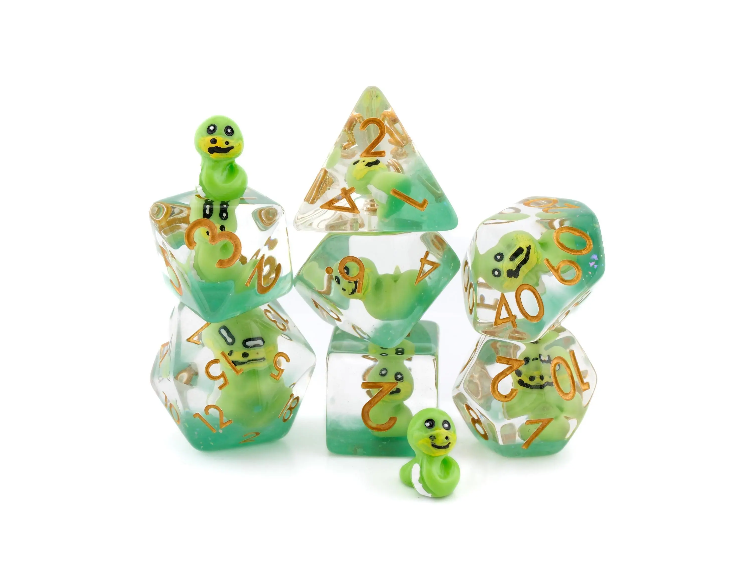 Snake Resin DnD Dice Set: 7 Piece Venomous Reptile RPG Dice