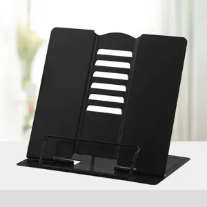 Adjustable Metal Book Stand, Portable Durable Desktop Shelf, Recipe File Holder, Suitable for Textbooks, Tablets, Sheet Music, with Page Clip