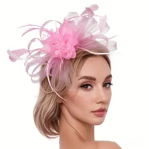 Fashion Mesh Feather Hair Accessories Headband Dinner, Photo Studio, Bridal Photo Ball Headgear