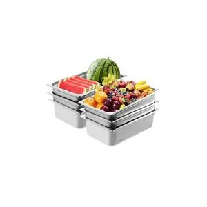 summervibes 6-Pack Full Size Anti-Jam Stainless Steel Hotel Pans, 0.8mm Thick 6-Inch Deep Commercial Steam Table Pans, Food Storage Organizer Stainless Steel Containers for Restaurant Catering, Stainless Steel Container