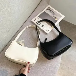 Leather Women Shoulder Underarm Bags Casual Solid Color Small Top-Handle Handbags Ladies Fashion Shoulder