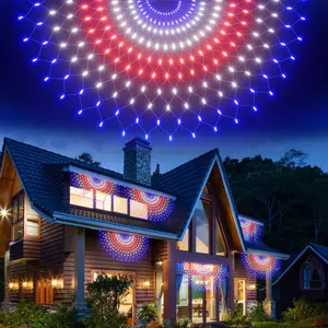 3 Pack 450 LED American Flag Bunting Flags Lights - Super Bright Waterproof USA String Lights for Patriotic Decoration on USA 250 Anniversary, July 4th,Memorial Day,Christmas & Party -.com