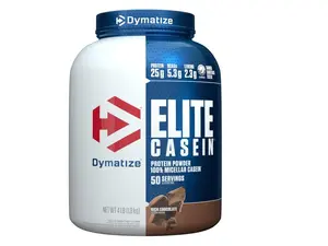Elite Casein Protein Powder, Chocolate, 100% Micellar Casein, 25g Protein, 5.4g BCAAs, 2.3g Leucine, Slow Absorbing for Overnight Muscle Recovery, 4 lb (50 Servings)