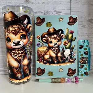 LIVE CLAIM ONLY 24oz acrylic snow globe cup with notebook, pen and bookmark