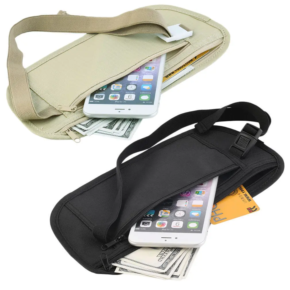 Travel Pouch Hidden Wallet Passport Money Waist Belt Bum Hip Bag Slim Fanny Pack