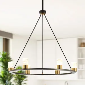 Perimost Alma 31" 6-Light Black Chandelier, Modern Luxury Ceiling Lighting for Home Decor