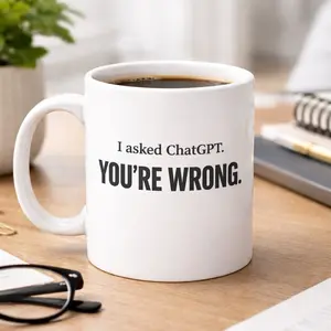 Funny ChatGPT Coffee Mug – Sarcastic AI Humor Mug – Funny Office Coffee Cup – Printed on Both Sides – Gift for Coworkers, Programmers, Tech Lovers