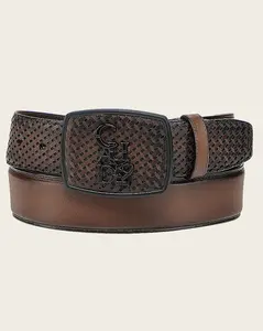 Cuadra Honey Brown Laser Western Belt  BC343