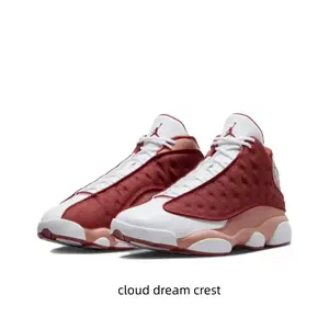 Red and White Mid-Top Retro Basketball Shoes with Dune Red Mesh and Clay Red Suede Upper, White Leather Midsole