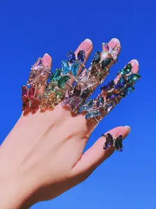 Spinning Crystal Glass Butterfly Ring