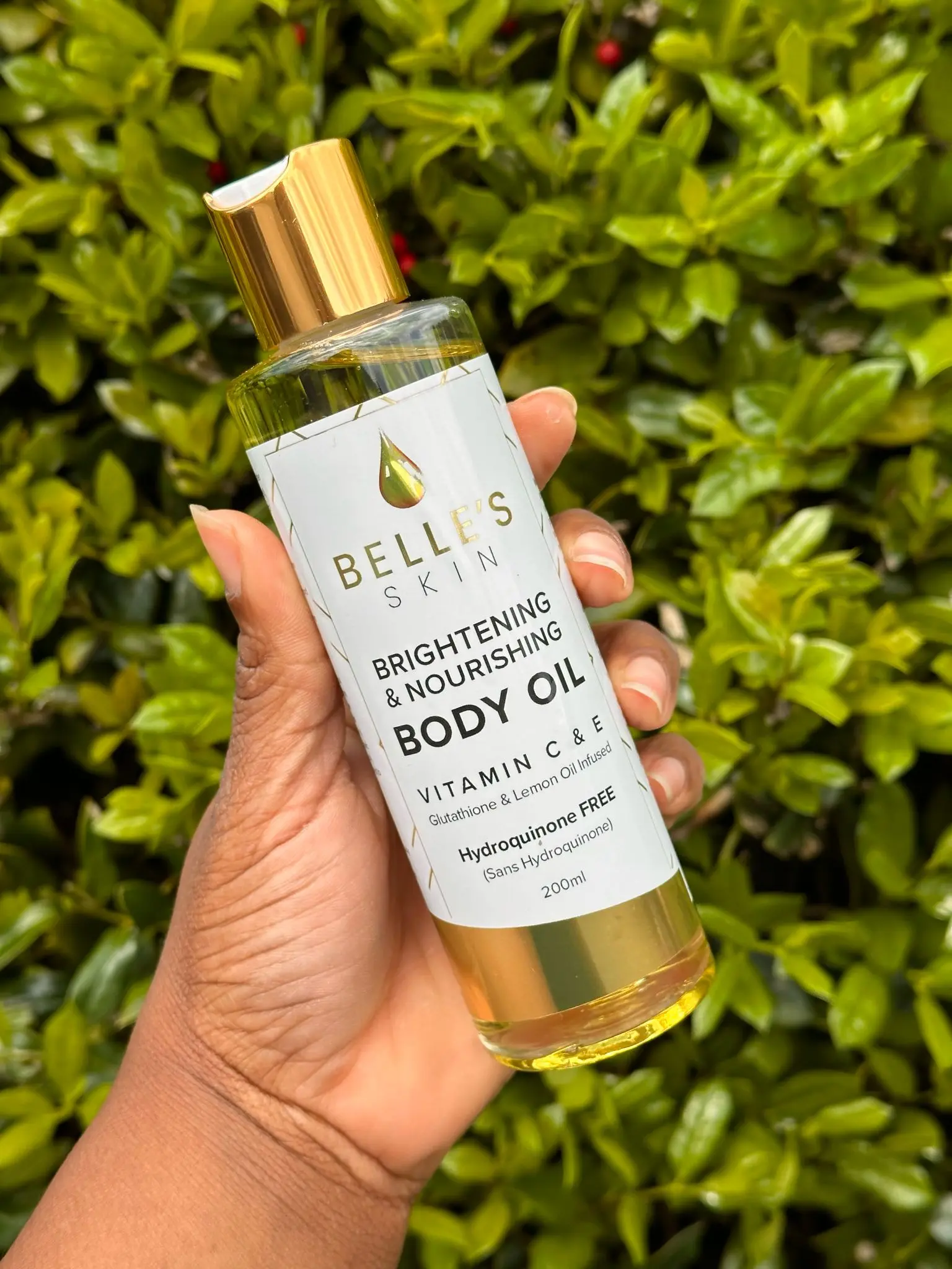 Belle's Skin Brightening & Nourishing Body Oil, Lemon-Infused Body Care Cosmetic, Radiant Hydrating Glow Oil for Daily Moisturization