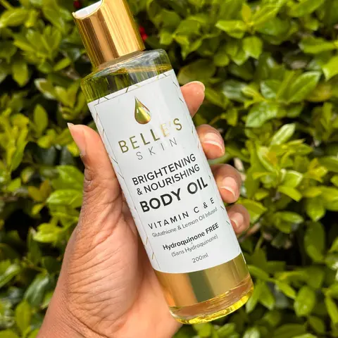 Belle's Skin Brightening & Nourishing Body Oil, Lemon-Infused Body Care Cosmetic, Radiant Hydrating Glow Oil for Daily Moisturization