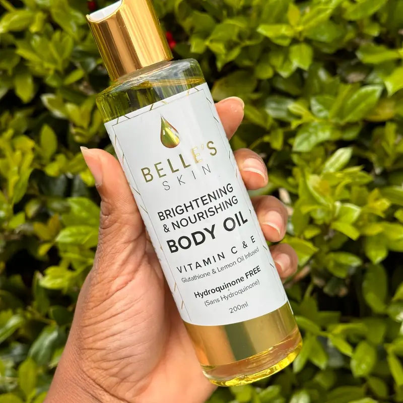 Belle's Skin Brightening & Nourishing Body Oil, Lemon-Infused Body Care Cosmetic, Radiant Hydrating Glow Oil for Daily Moisturization