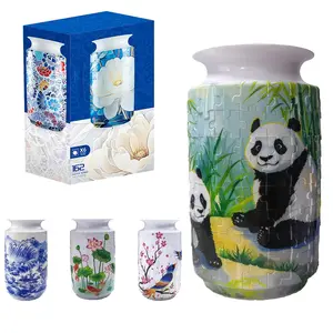 162 Pieces 3D Flower Vases Puzzle Home Decoration Educational Toy Arrangement House Warming Wedding Gifts, Assembly Building Blocks