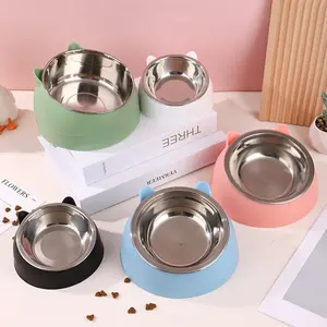 Stainless Steel Cat Bowl with Non-Slip Base, Multi-Capacity Food Water Feeder, Pet Neck Protection, Durable Design for Cats, Stainless Steel Bowls