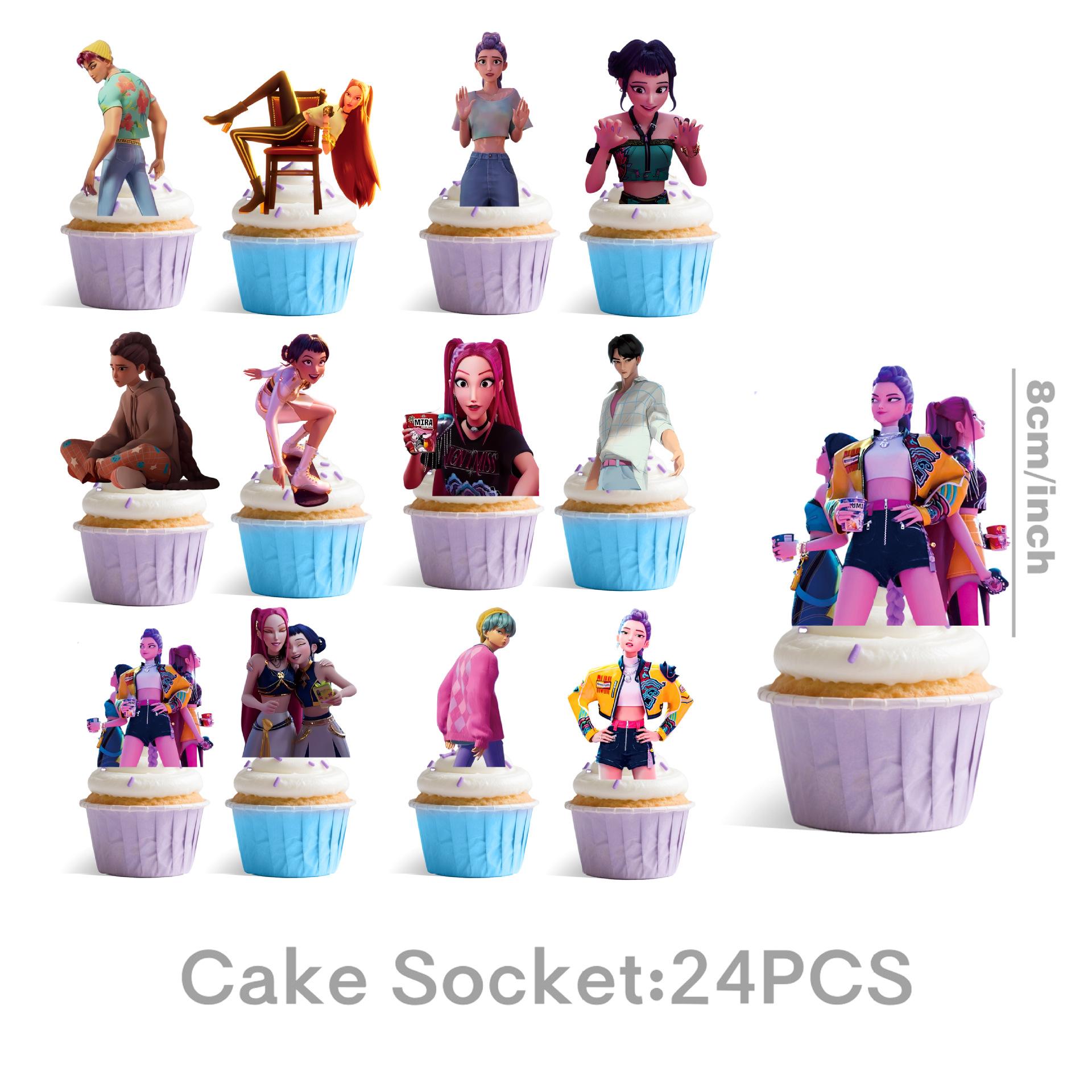 For K Pop Demon Hunters Party Supplies,62 PCS Birthday Decorations Set Include Banner,Balloons,Hanging Swirls,Cake Cupcake Toppers for Boys Girls Hunters Theme Party