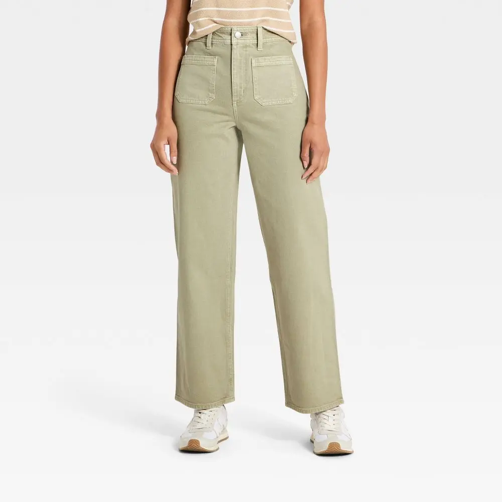 Women's High-Rise Sailor Straight Jeans - Universal Thread Light Green 6