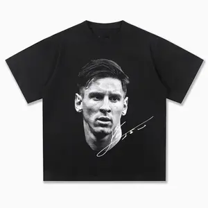 2025 Spring/Summer Leo Messi Football Vintage Printed Sports Casual Short Sleeve T-shirt Men's and Women's American Top V7W