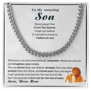 To My Son Boy Gift Stainless Steel Cuban Chain Necklace From Mother Mom Mum Birthday 2025 New Fashion Jewelry Gifts