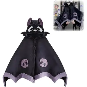 Cute Bat Blanket Hoodie Bat Hood Wearable Blanket , Wearable Bat Blanket Adult for Cosplay Soft Hooded Bat Cape for Women