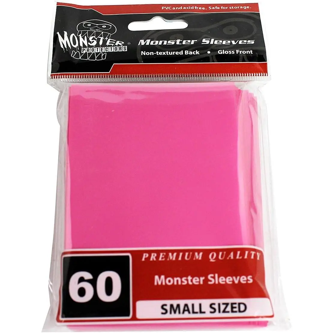 Monster Protector Sleeves - Smaller Size Glossy Finish - Pink (Compatible with Yugioh and Other Smaller Sized Gaming Cards)