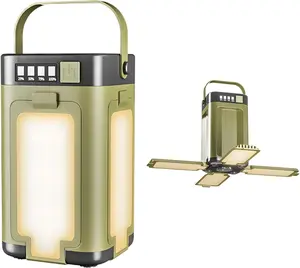 Foldable Solar LED Light with Power Bank Function — IPX4 Water-Resistant, Solar-Rechargeable, Lightweight, and Portable. Features 6 Lighting Modes; Ideal for Hiking, Camping, Fishing, and Automotive Emergency Use.