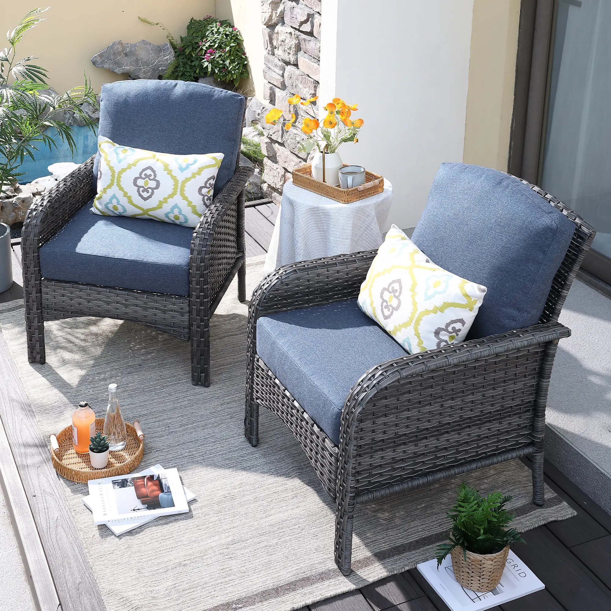 Denim Blue 2 Pieces Chair Set