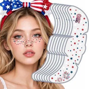 Women's Patriotic Makeup Face Tattoos - 8-Pack Red White Blue American Flag, 250th Anniversary 1776-2026 USA Merchandise, 4th of July Outfit Accessories