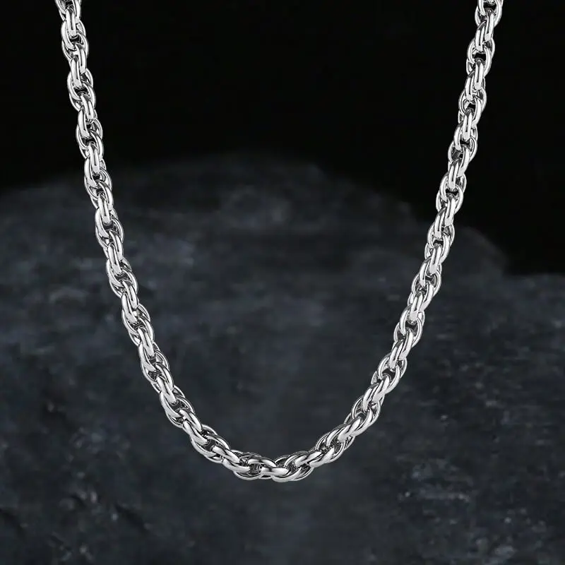 GTHIC Unisex Stainless Steel Twist Chain Necklace Fashion Link For Daily Wear Rapper Biker Rider Gift