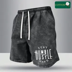 Men’s 2026 Fashion Cotton Washed Distressed Shorts — Trendy Street Y2K Snowflake Design, American-Style Letter Print; Comfortable, Breathable, Lightweight Fabric for Surfing and Basketball; Suitable for All Seasons; Premium Gift for Boyfriend/Son