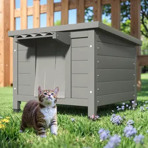 TIMHAKA Outdoor Cat House, Insulated Indoor Feral Cat Shelter Waterproof with Raised Floor, Large Outside Feral Cats Enclosure For Multiple Felines, Insulation Cats Condos, 21.3" L x 19.9" W x 18.9" H