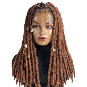 Faux Locs Wigs 13x4 Lace Frontal Distressed Dreadlocks Braided Lace Front Wig