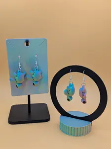 3D Printed Matte Iridescent Turtle Dangle Earrings | Flexi Fins | Hypoallergenic Ocean Jewelry