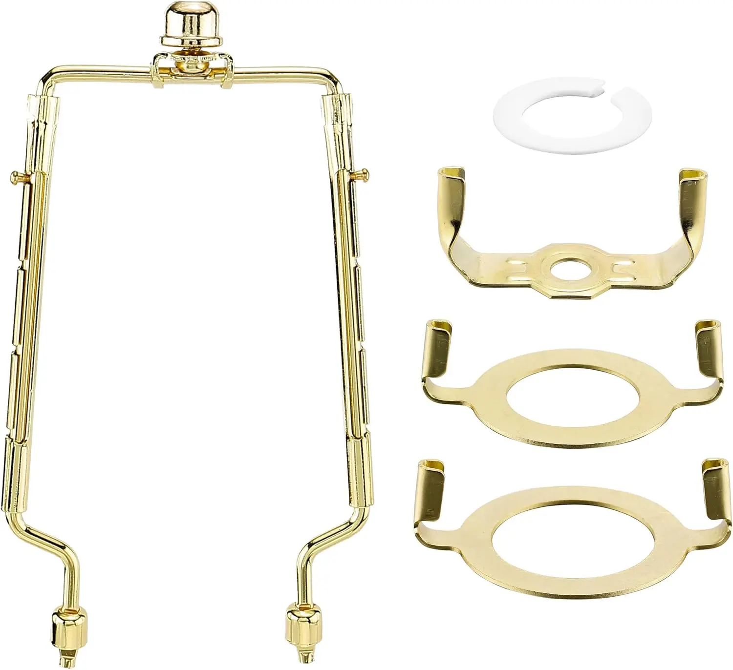 Gold Adjustable Height Lamp Stand Kit - Horn-Shaped Harvard-Style Metal Pole Kit with Lampshade Holder, Convertible Floor/Table Lamp Base for Living Room, Office, Table/Room