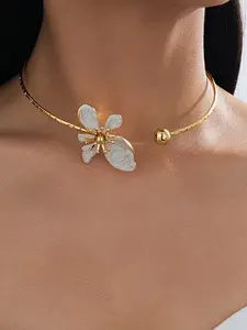 Fashionable Enamel Oil Texture Floral Geometric Choker, Versatile Jewelry for Women, Perfect for Daily, Party, and Casual Wear