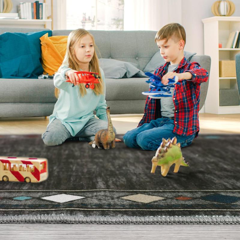 GARVEE Modern Area Rugs: Stylish Geometric Border Designs in Various Sizes (5x7, 9x12, 10x13), Machine Washable, Non-Slip, Stain Resistant for Living Room and Bedroom Decor, Available in Brown and Grey