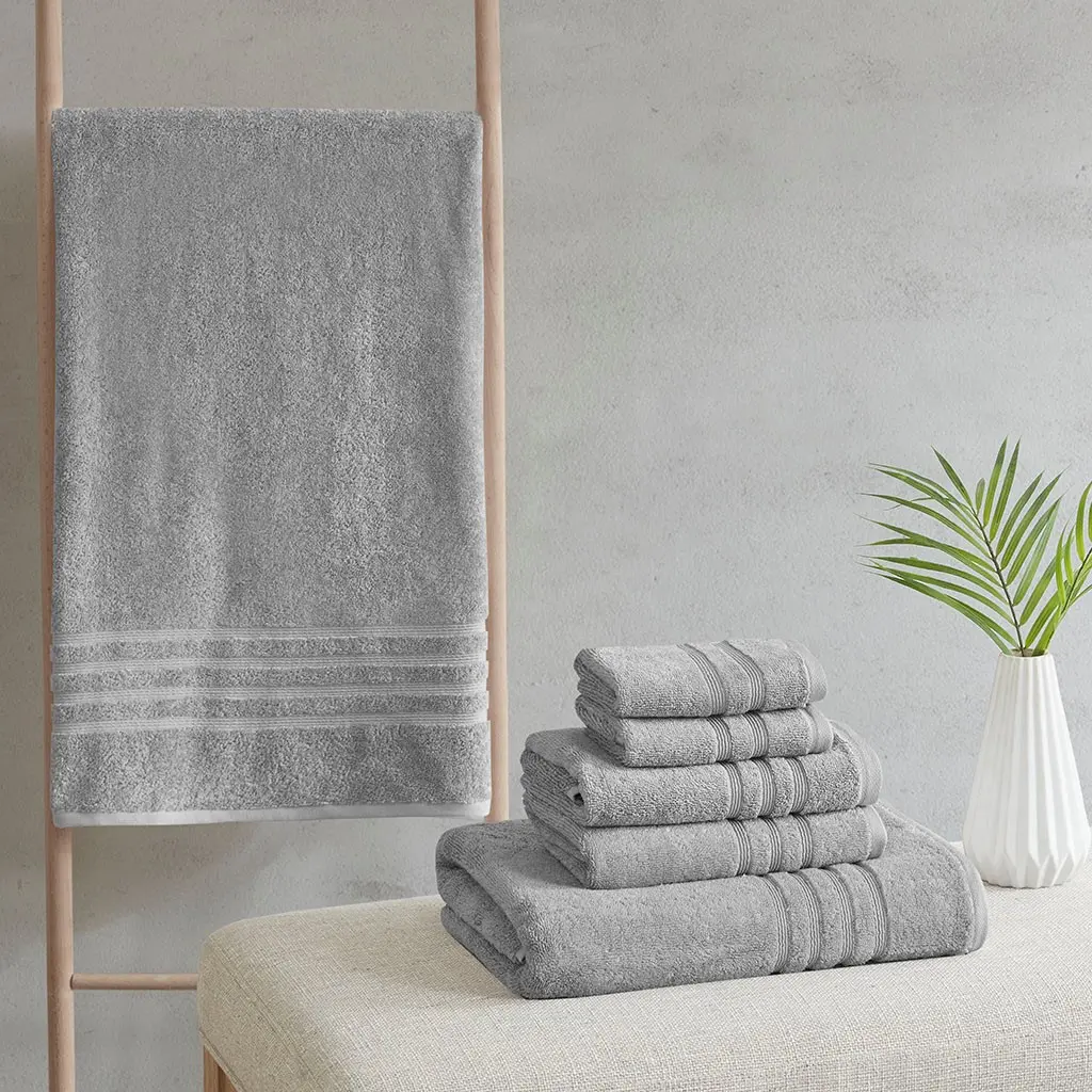 212 MAIN Premium Linen Hand & Cotton Bath Towel Set, 6-Piece Gray Sustainable 67% Cotton-33% Polyester Bath Towels, 30x54 in., Cotton Bath Towels, Premium Bath Towels