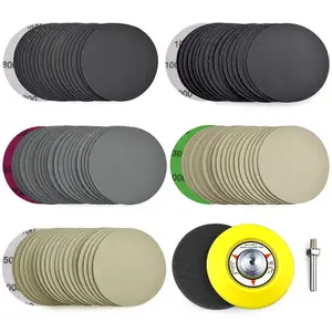 [Hand Tools Kits] Pack of 100 Assorted 800/1000/2000/3000/5000 Grit Premium Heavy Duty Silicon Carbide Wet/Dry Hook & Loop Sanding Discs Set with 1/4 inch Shank Sanding Pad + Foam Buffering Pad(3 Inch/75mm)