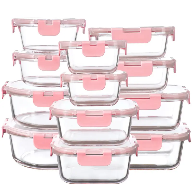 12 Pack Glass Storage Containers with Lids, Leak-Proof Meal Prep Containers, Glass Food Storage Containers for Leftovers, to Go Kitchen Utensils.