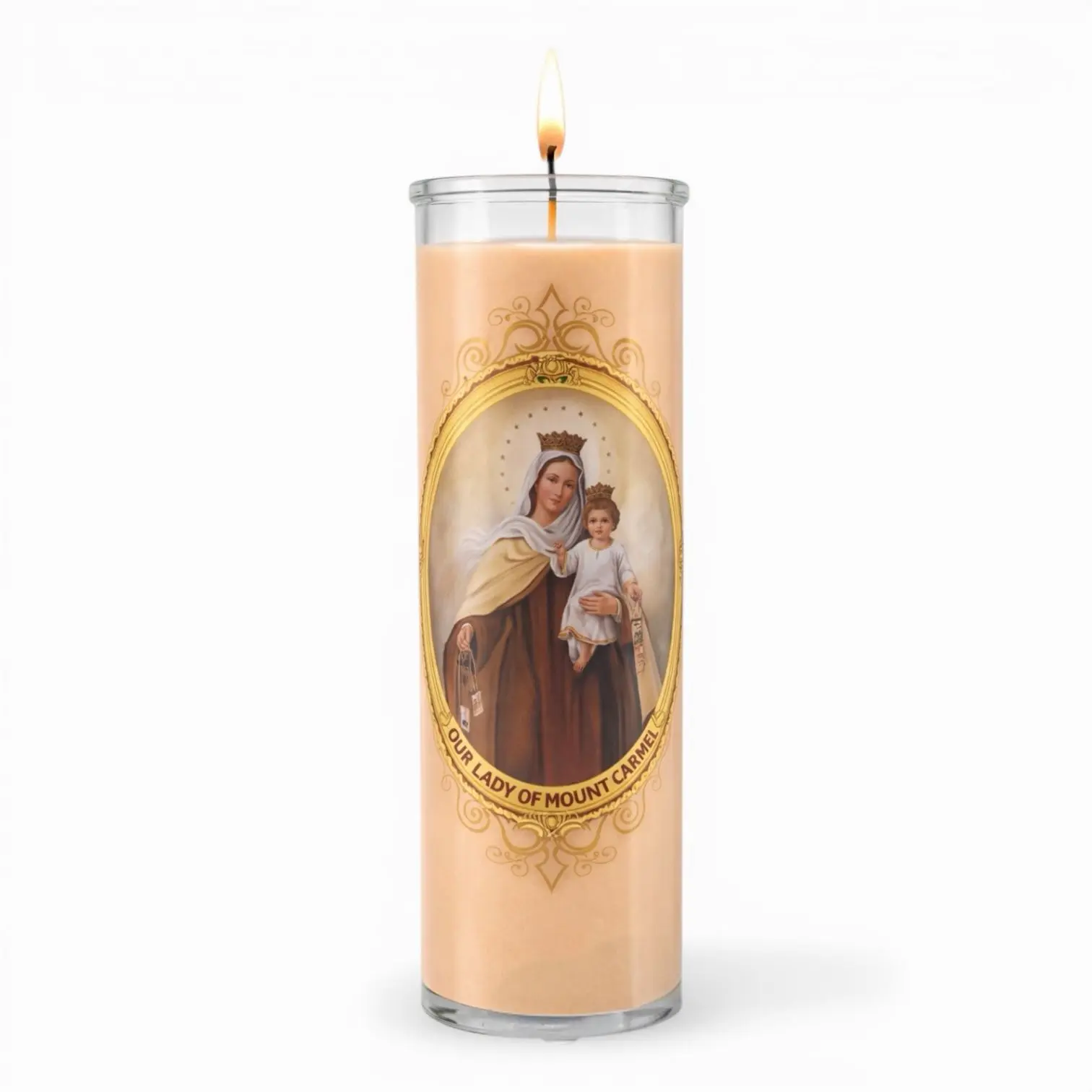 MOUNT CARMEL 7 DAYS GLASS RELIGIOUS CANDLE