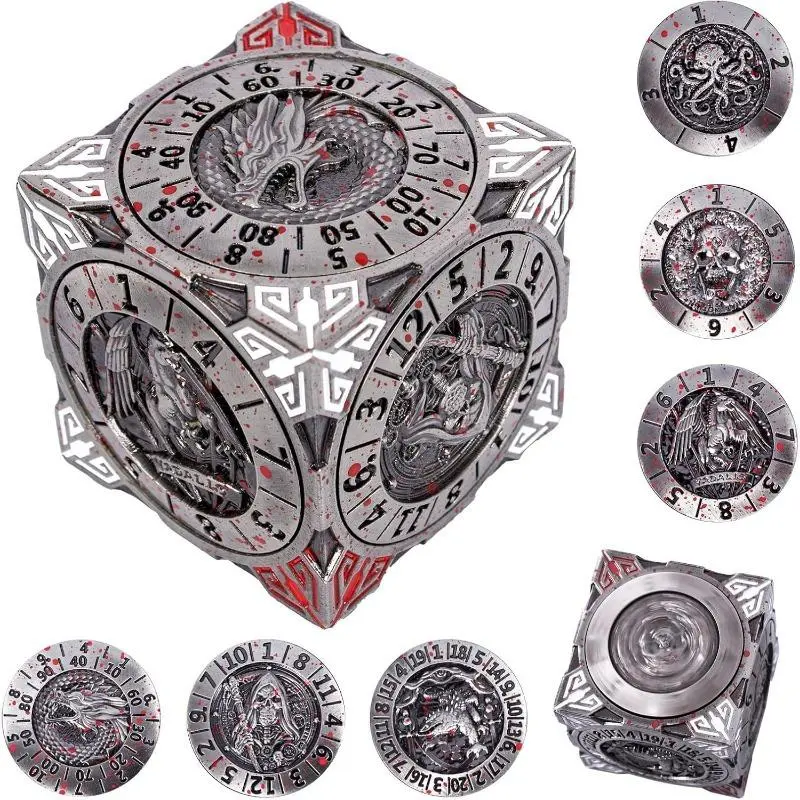 DKD Summer Special: DKD Gift 7-in-1 Metal Spinner Dice Set with 3D Dragon Relief, Polyhedral RPG Dice for D&D Tabletop Roleplaying Games, Premium Fidget Spinner Dice Toy for Gamers & Fantasy Fans