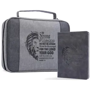 Bible Covers for Men 2pcs Bible Case Set with Notebook Church Bag Bible Study Book Case with Handle Lightweight Zipper Tote Carrying Bags Christmas Gift