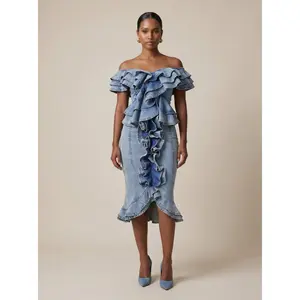 Off the shoulder ruffle skirt set