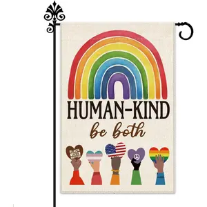 Human Kind Be Both Welcome Garden Flag Yard Outdoor Farmhouse Decorations, Be Kind Flag Gift for Families Friends, Ally flag, Disability Flag, Equality Flags, Indigenous People Garden Flag